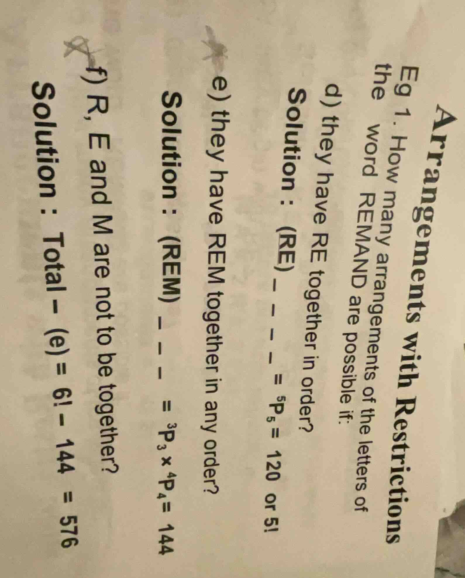 arrangements with restrictions eg 1. how many arrangements of the lette…