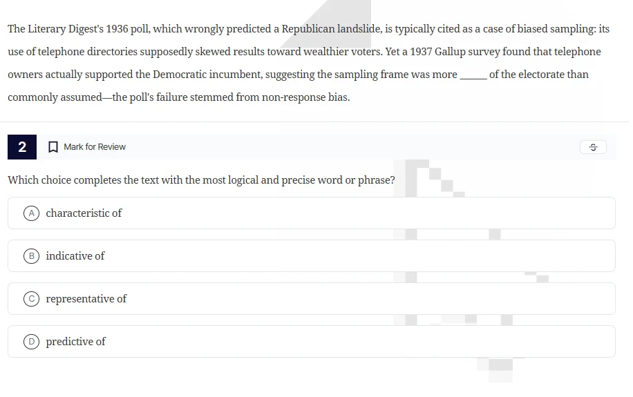 the literary digests 1936 poll, which wrongly predicted a republican la…
