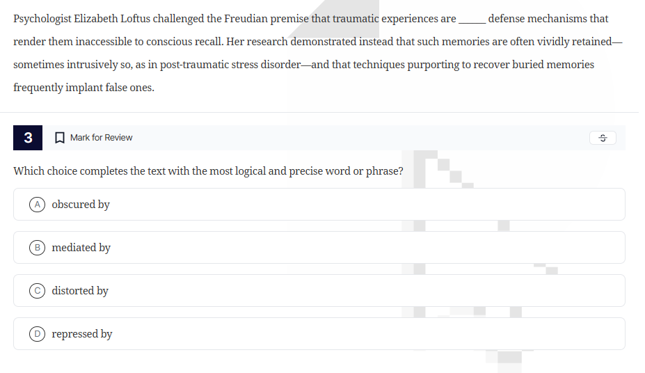 psychologist elizabeth loftus challenged the freudian premise that trau…