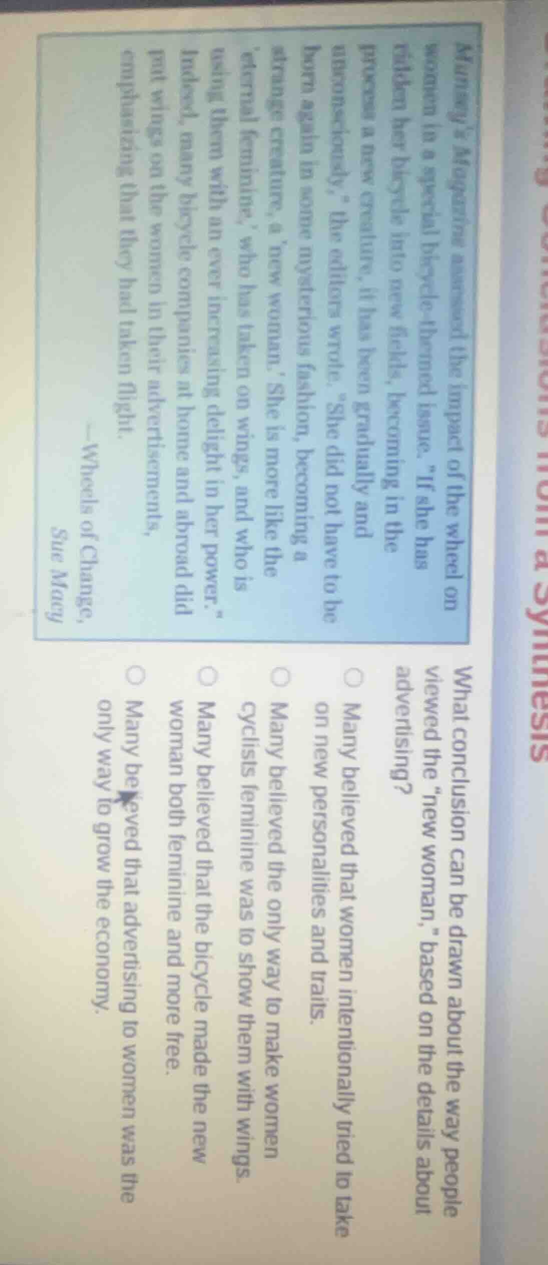 munsey’s magazine announced the impact of the wheel on woman in a speci…