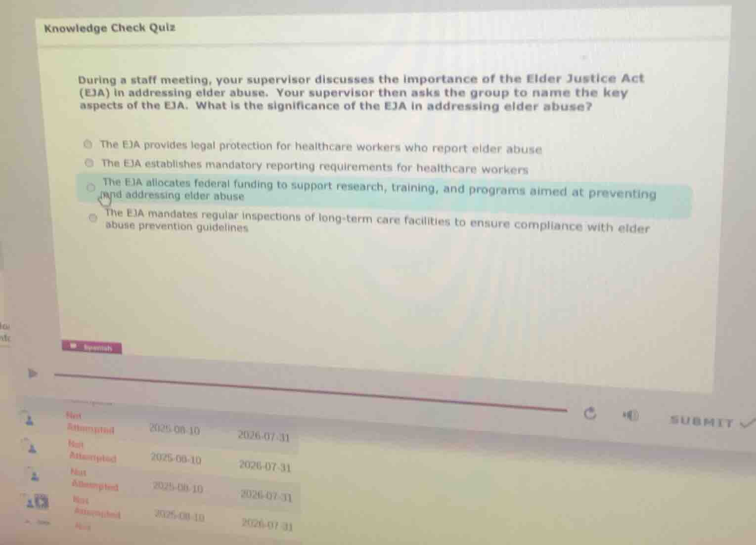 knowledge check quiz during a staff meeting, your supervisor discusses …
