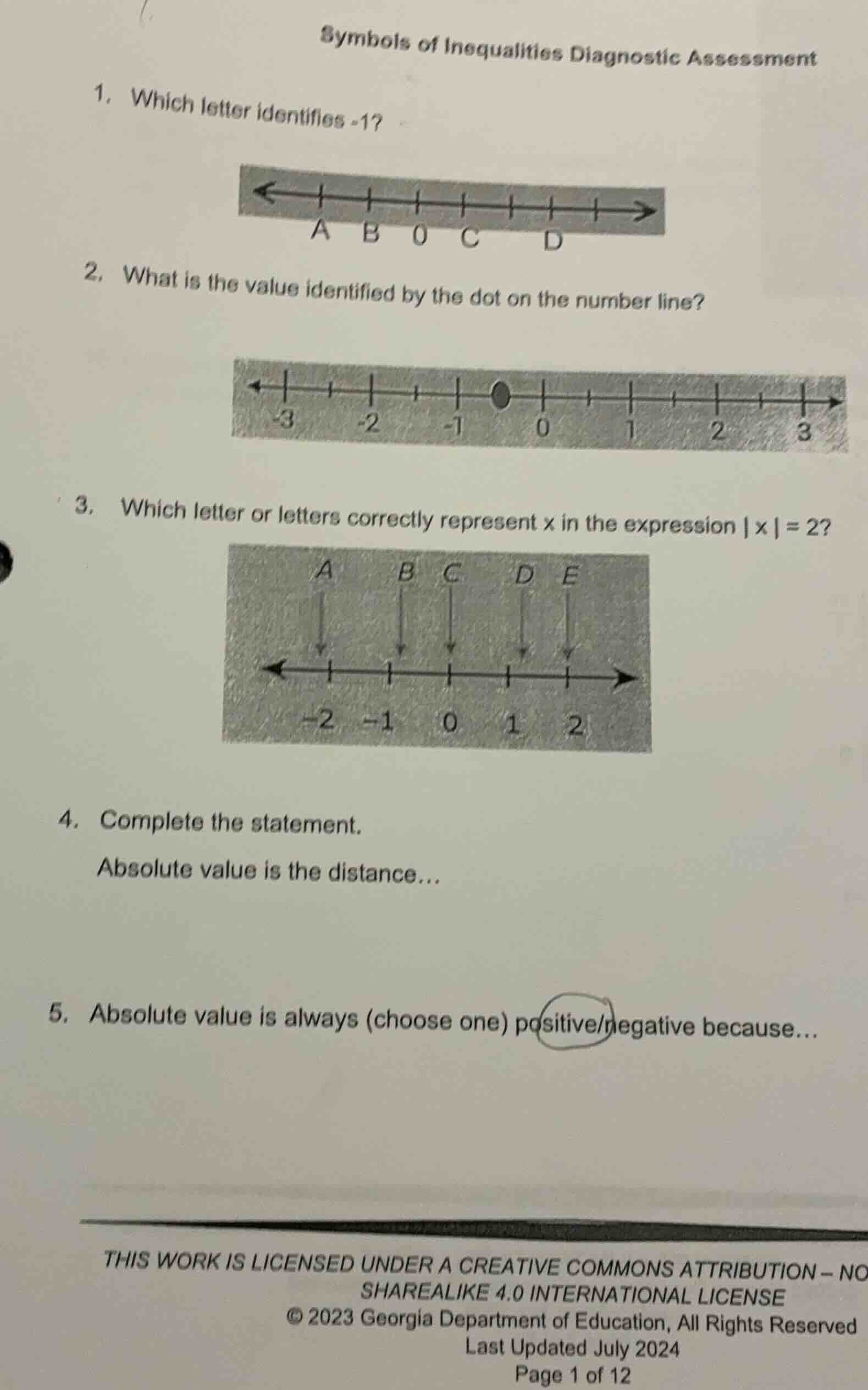 symbols of inequalities diagnostic assessment 1. which letter identifie…