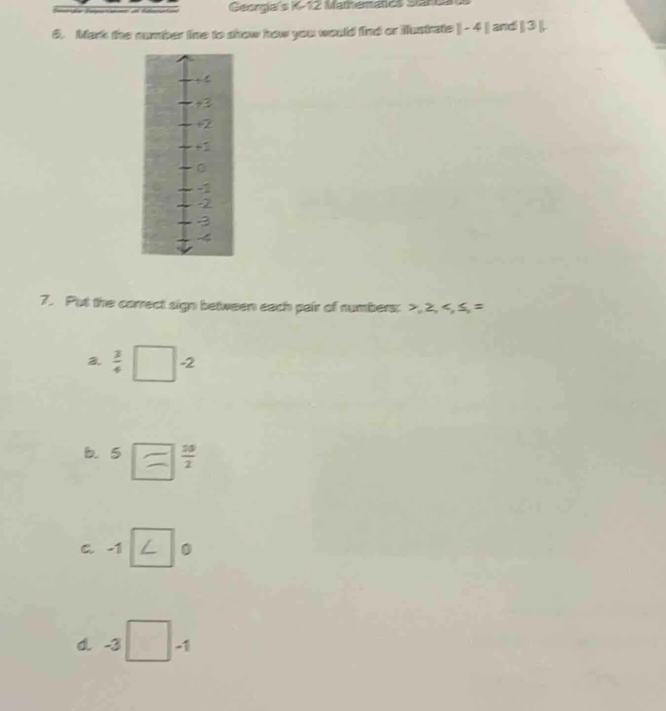 6. mark the number line to show how you would find or illustrate | - 4 …
