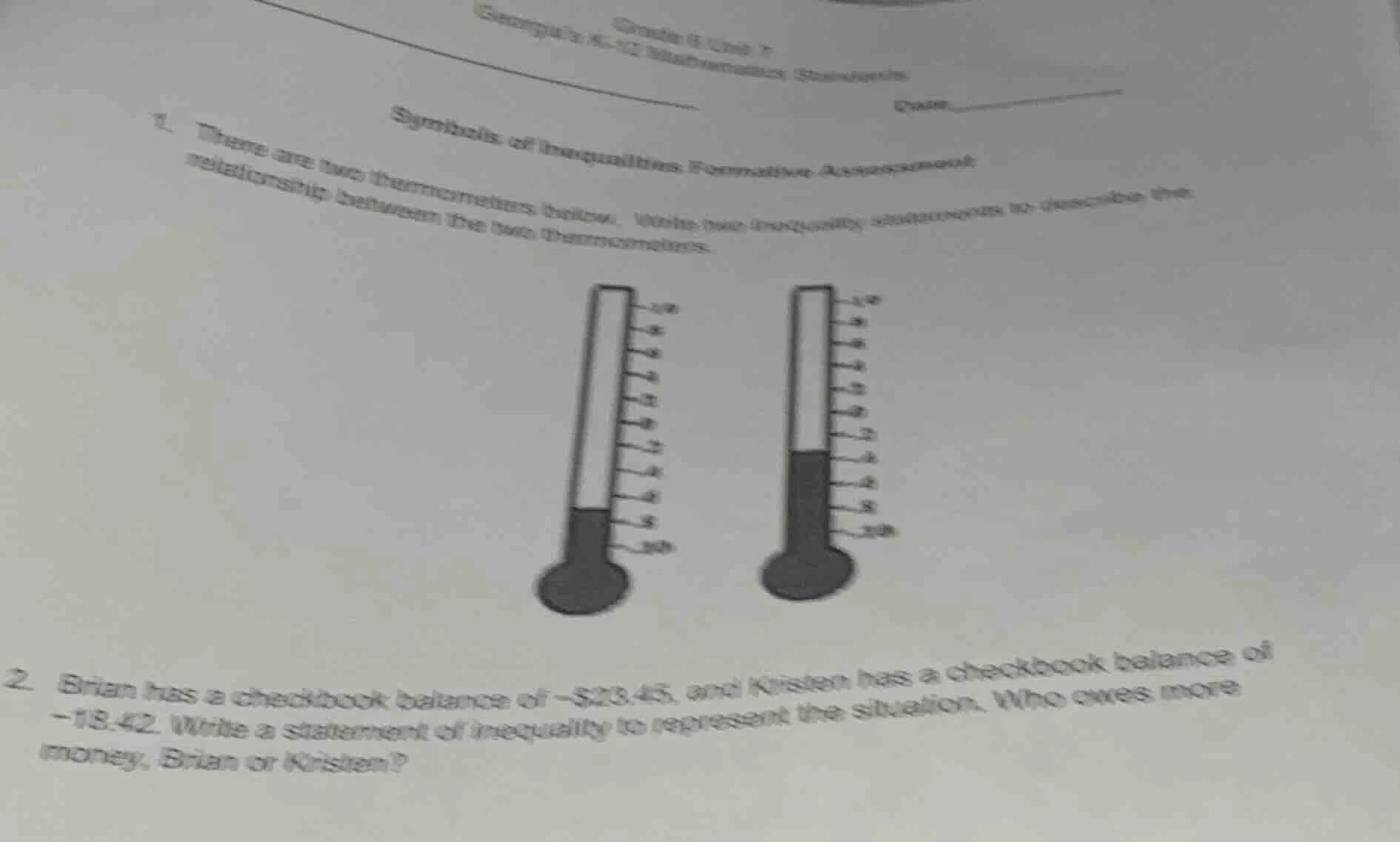 grade 8 unit 7 general mathematics (standards) name symbols of inequali…