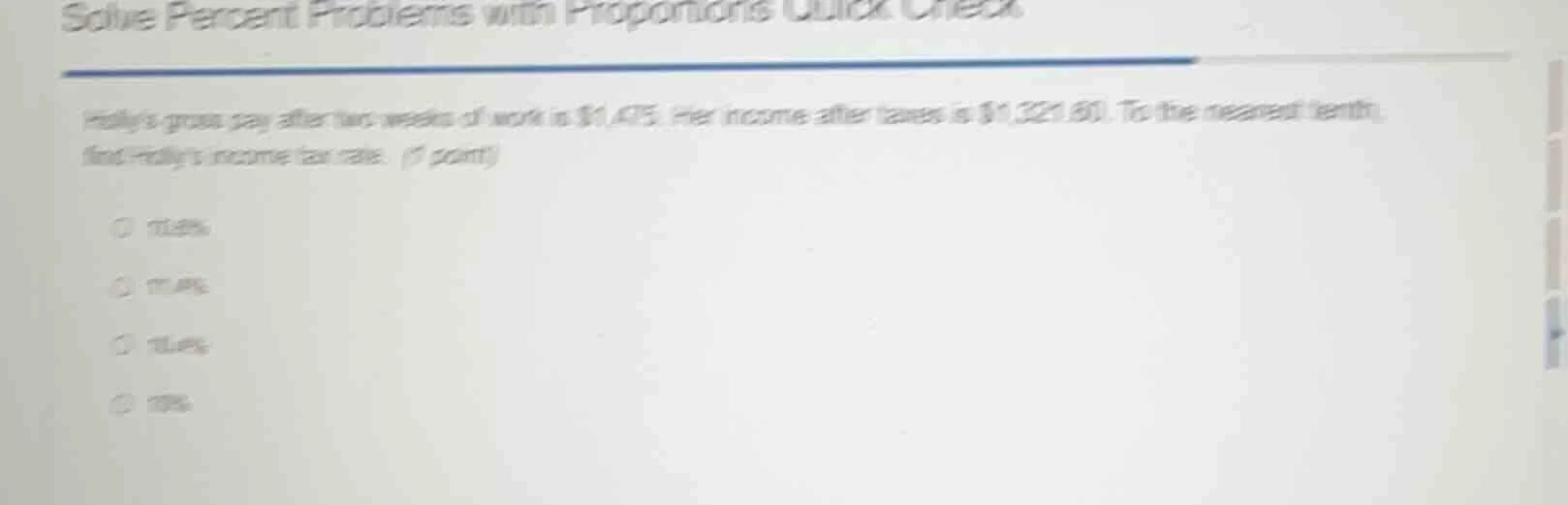 solve percent problems with proportions quick check hollys gross pay af…
