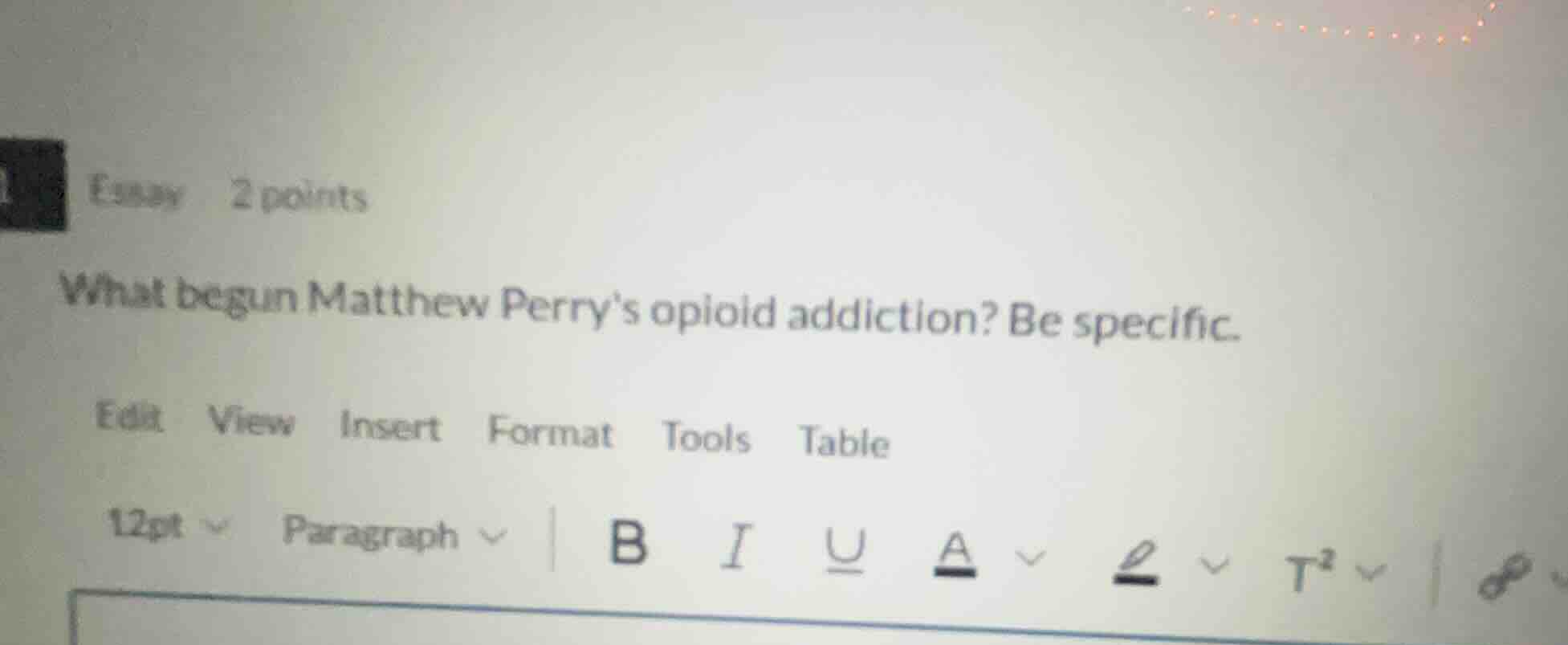 essay 2 points what begun matthew perrys opioid addiction? be specific.