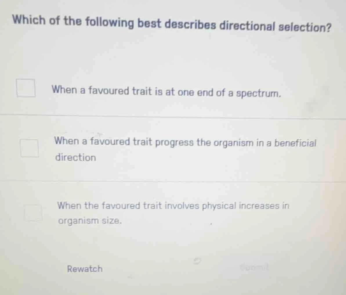 which of the following best describes directional selection? when a fav…