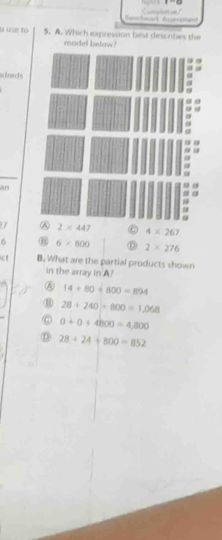 5. a. which expression best describes the model below? image of an arra…