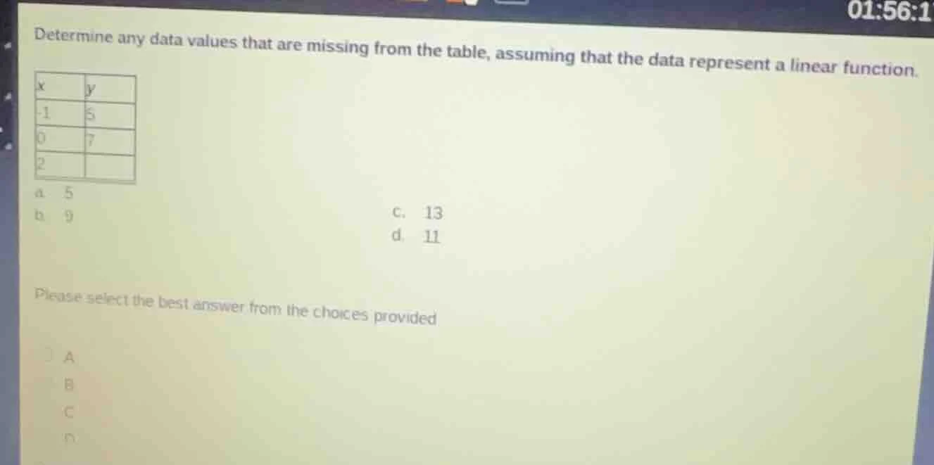 determine any data values that are missing from the table, assuming tha…