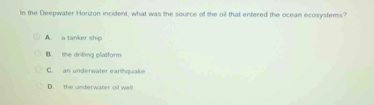 in the deepwater horizon incident, what was the source of the oil that …