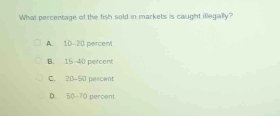 what percentage of the fish sold in markets is caught illegally? a. 10–…