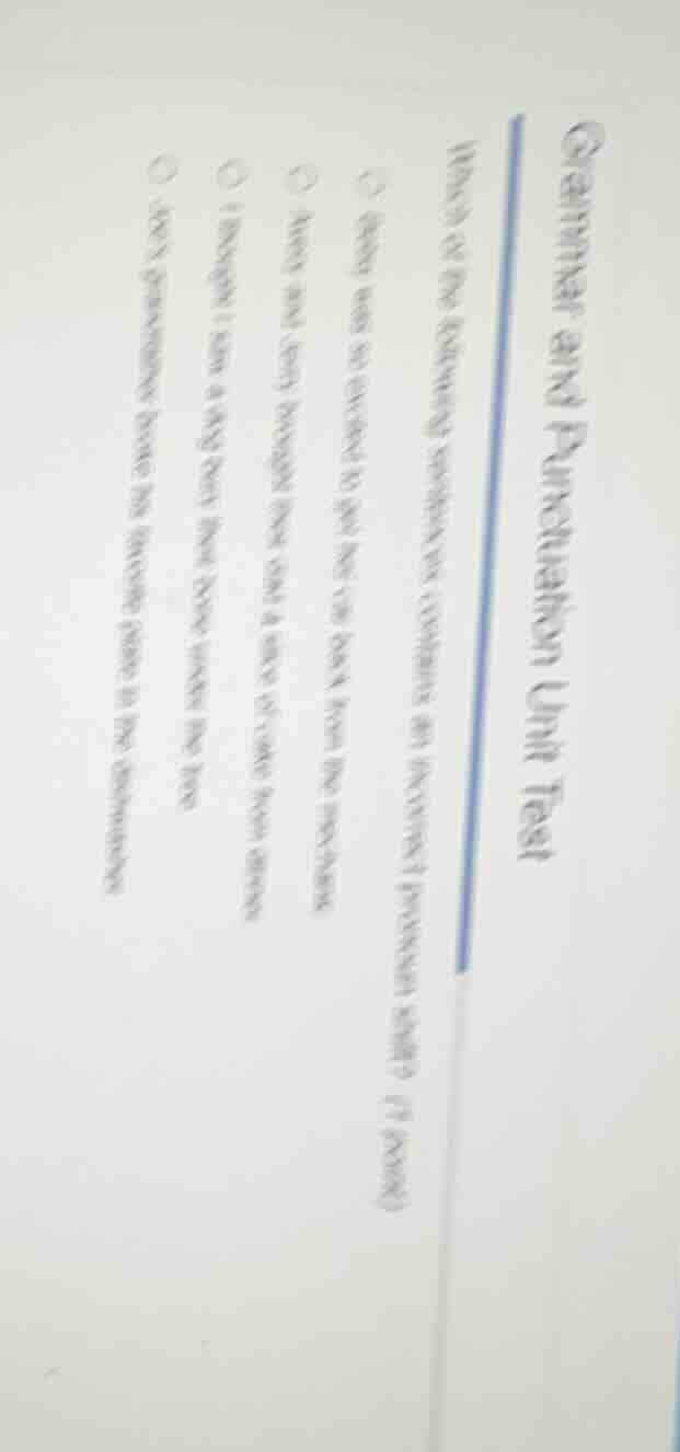grammar and punctuation unit test which of the following sentences cont…
