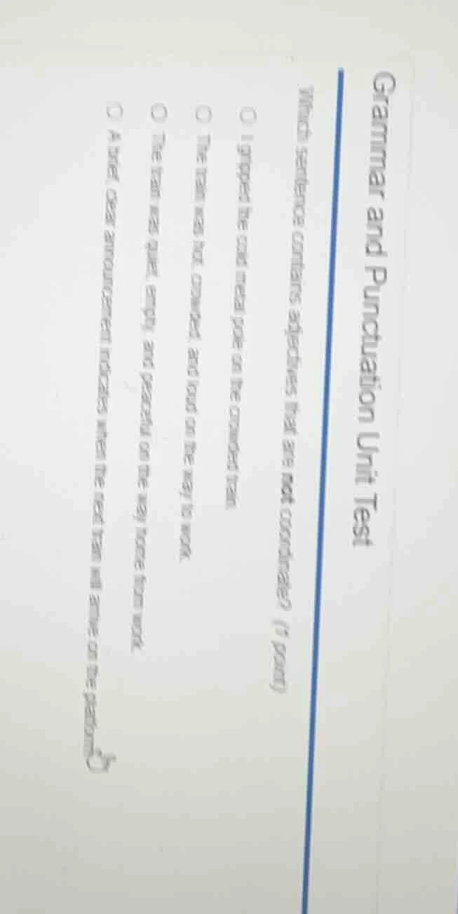 grammar and punctuation unit test which sentence contains adjectives th…