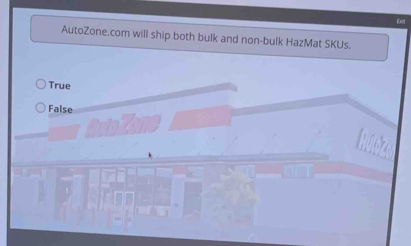 autozone.com will ship both bulk and non-bulk hazmat skus. true false