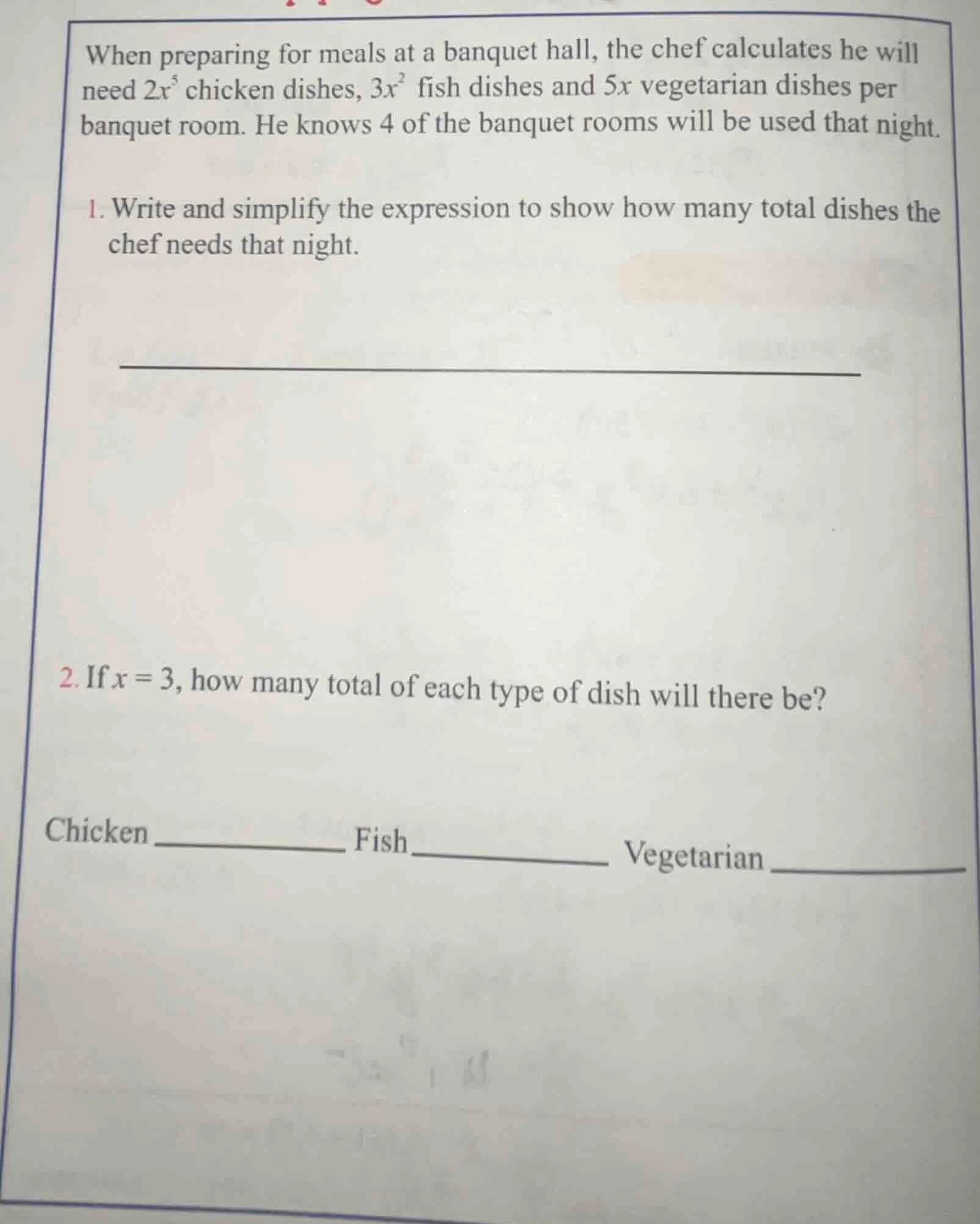 when preparing for meals at a banquet hall, the chef calculates he will…