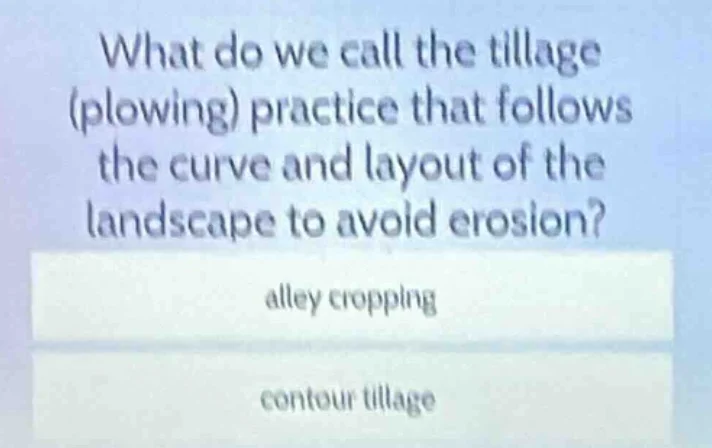 what do we call the tillage (plowing) practice that follows the curve a…
