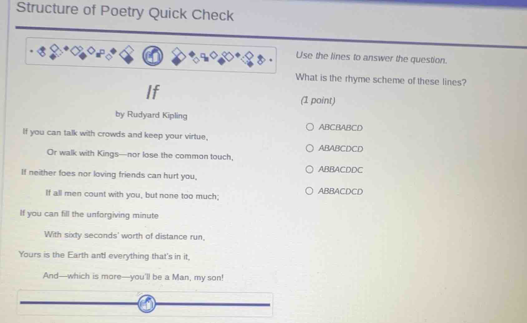 structure of poetry quick check if by rudyard kipling if you can talk w…