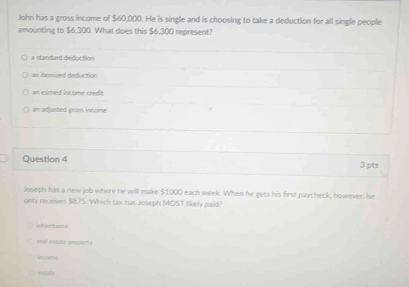 john has a gross income of $60,000. he is single and is choosing to tak…