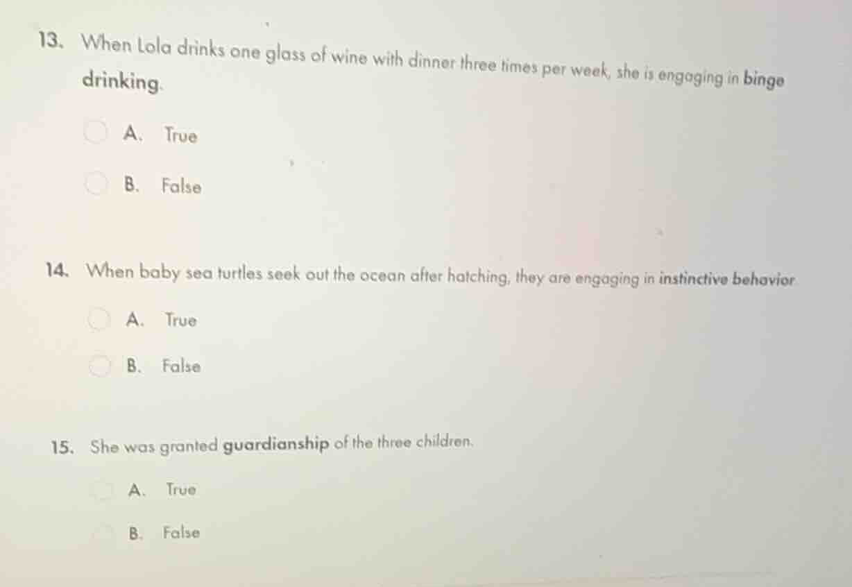 13. when lola drinks one glass of wine with dinner three times per week…