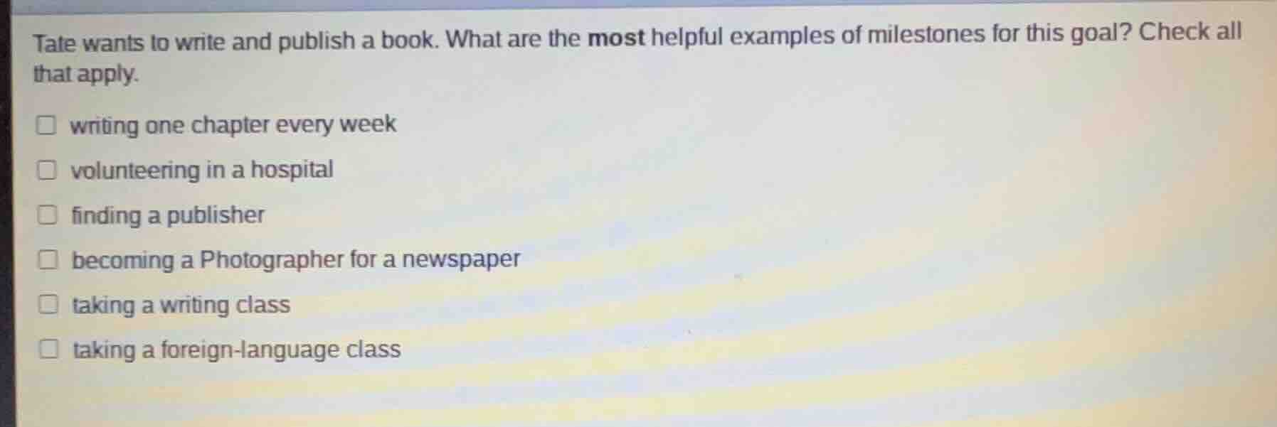 tate wants to write and publish a book. what are the most helpful examp…
