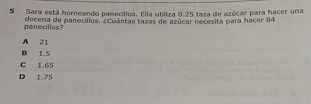 5 sara está horneando panecillos. ella utiliza 0.25 taza de azúcar para…