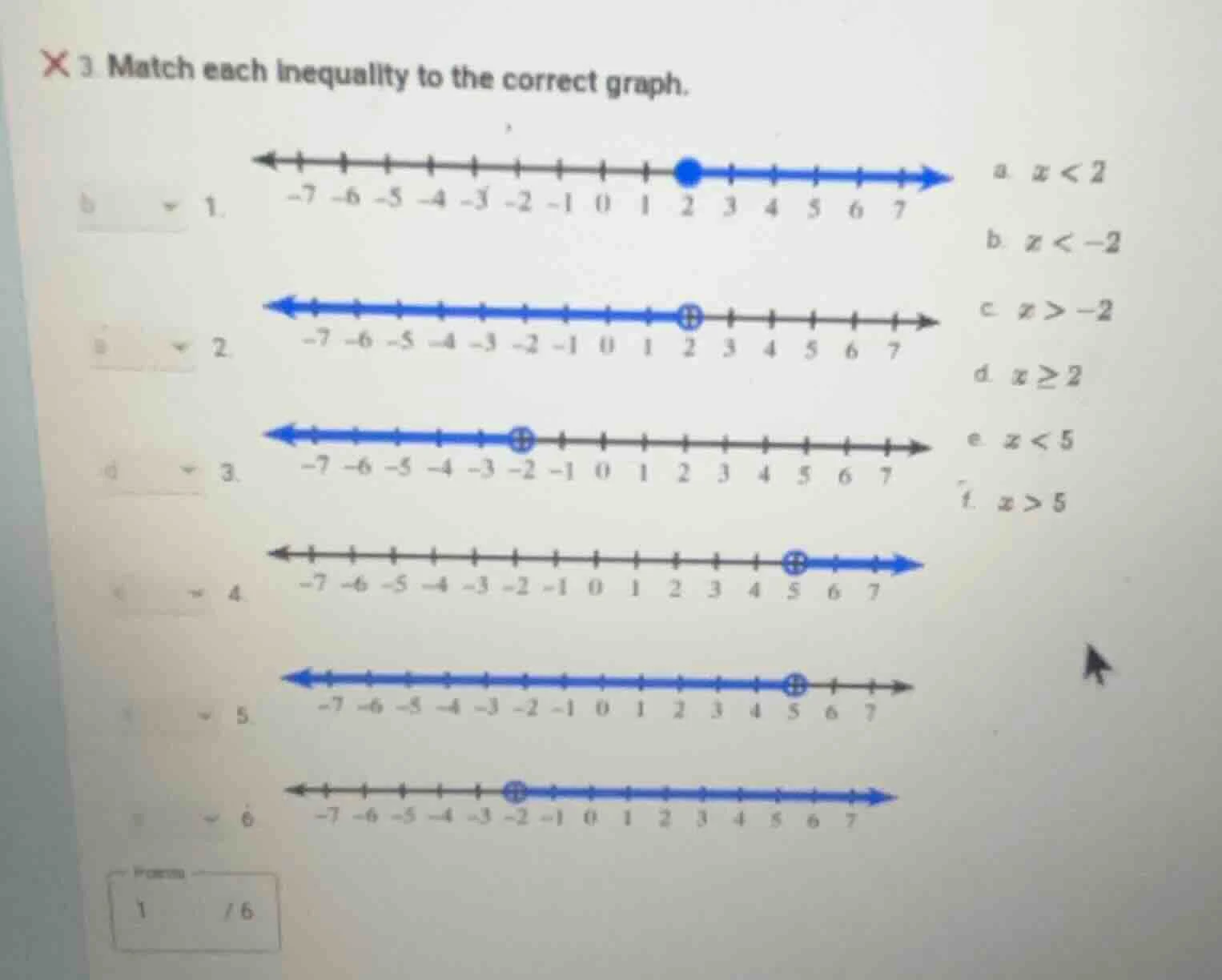 3. match each inequality to the correct graph. 1. ( overleftrightarrow{…