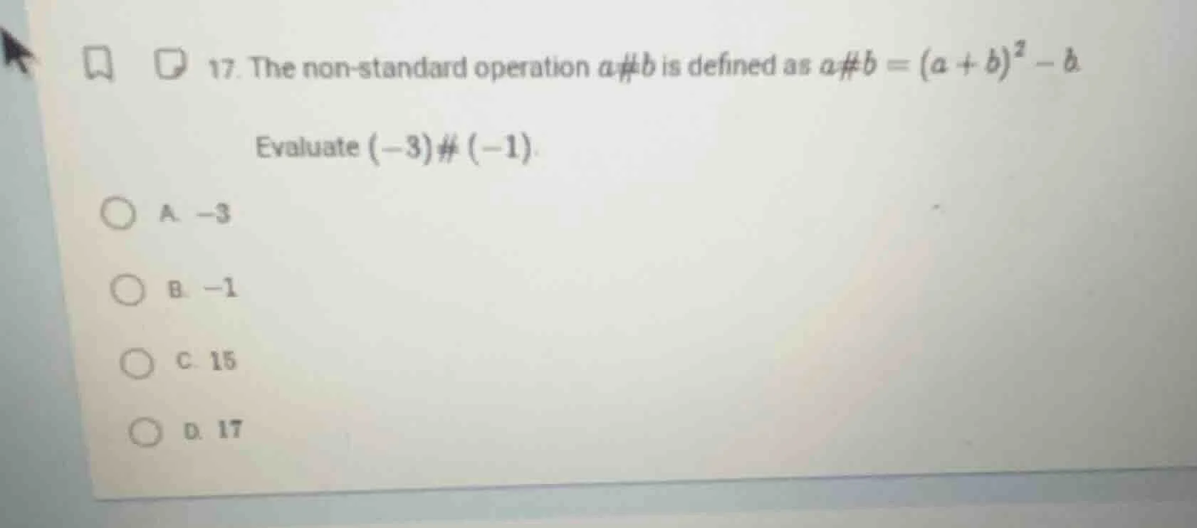 17. the non-standard operation ( a # b ) is defined as ( a # b = (a + b…