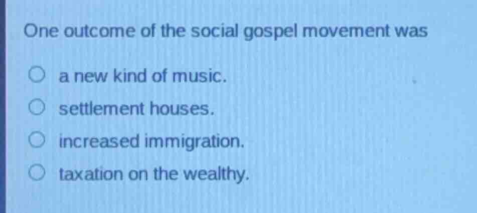 one outcome of the social gospel movement was a new kind of music. sett…