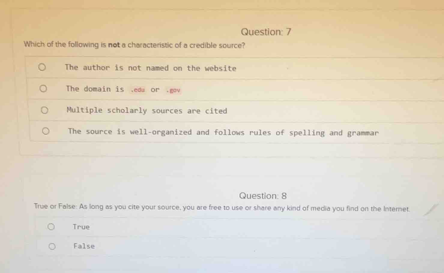 question: 7 which of the following is not a characteristic of a credibl…