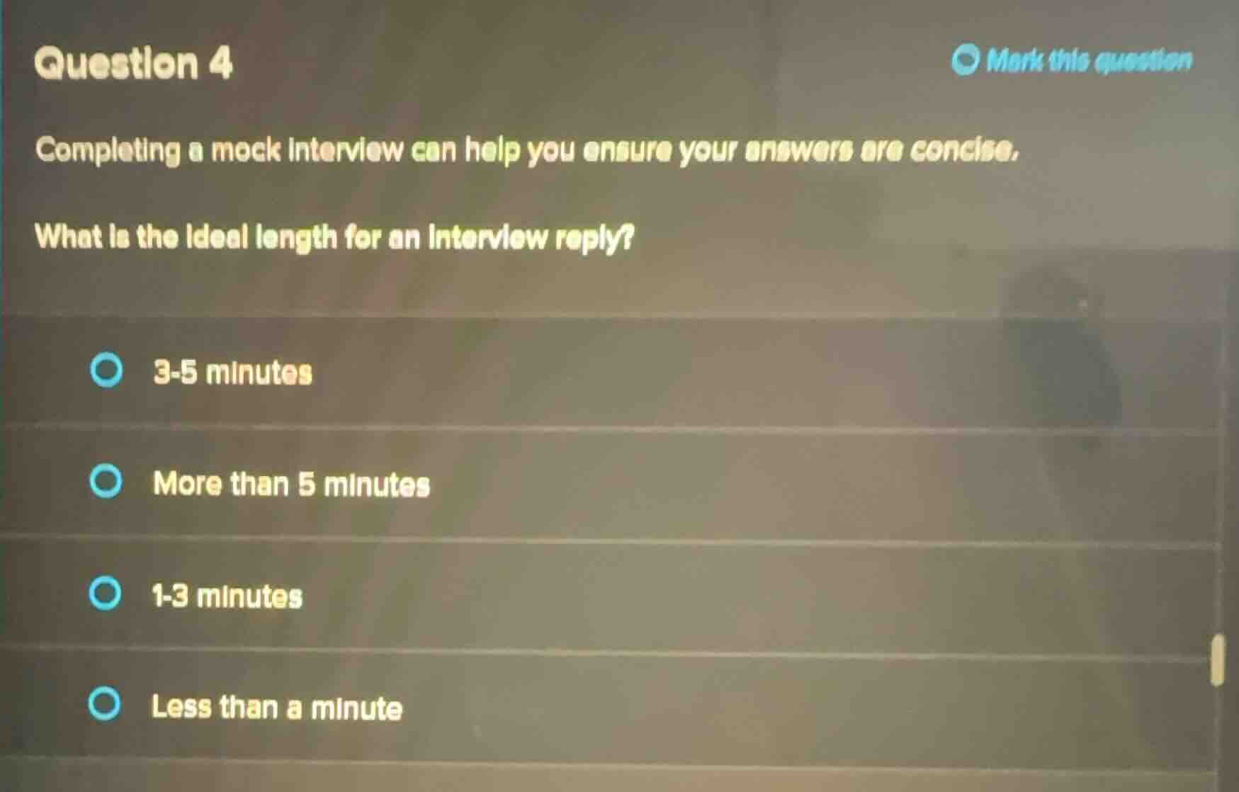 question 4 mark this question completing a mock interview can help you …