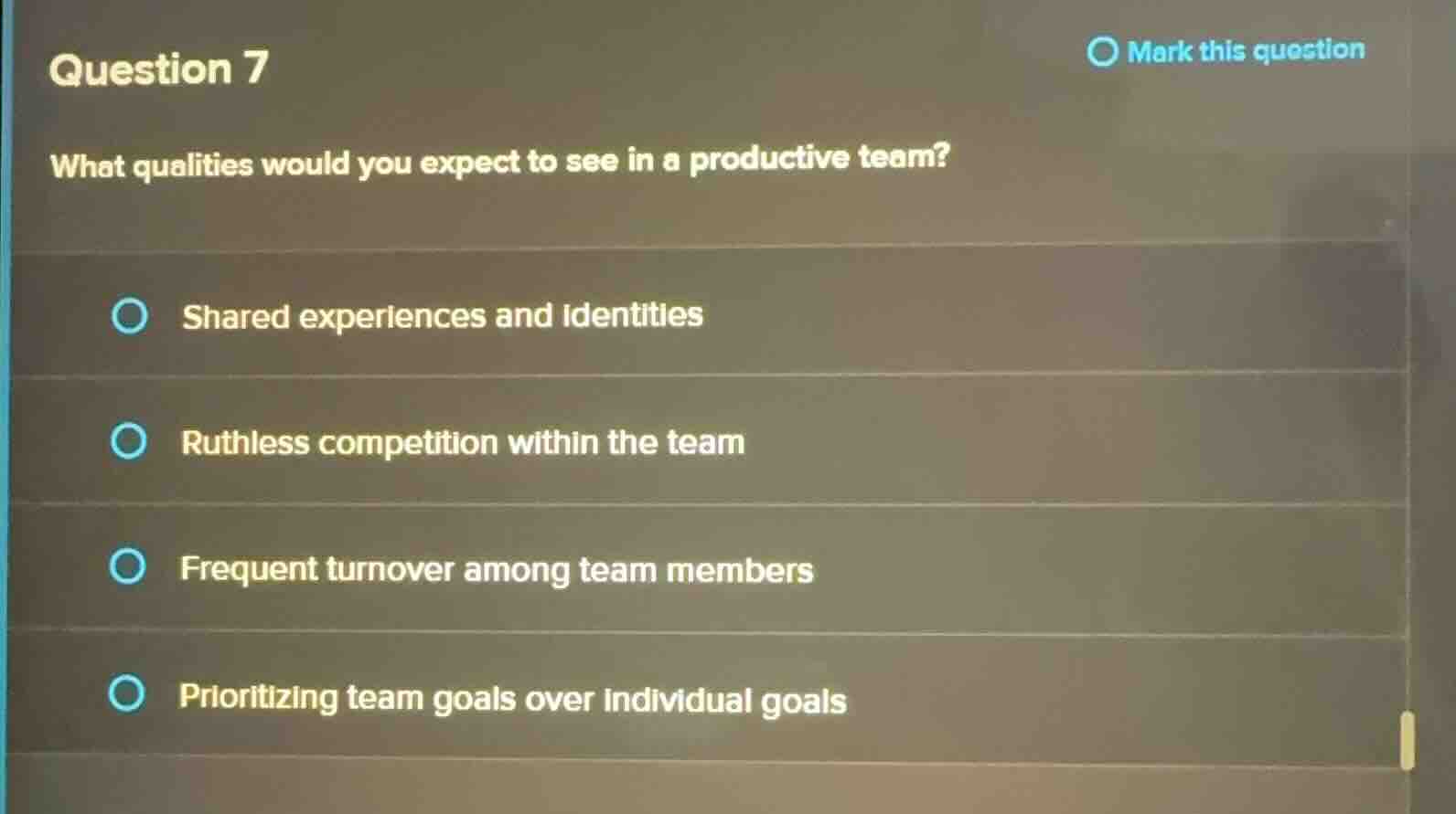 question 7 what qualities would you expect to see in a productive team?…