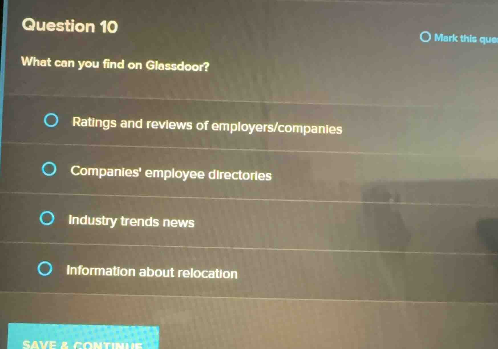 question 10 what can you find on glassdoor? ratings and reviews of empl…