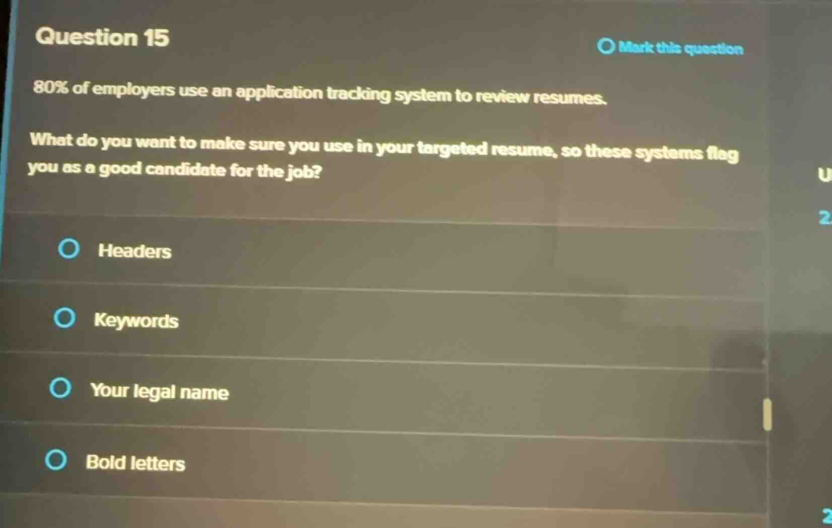 question 15 mark this question 80% of employers use an application trac…