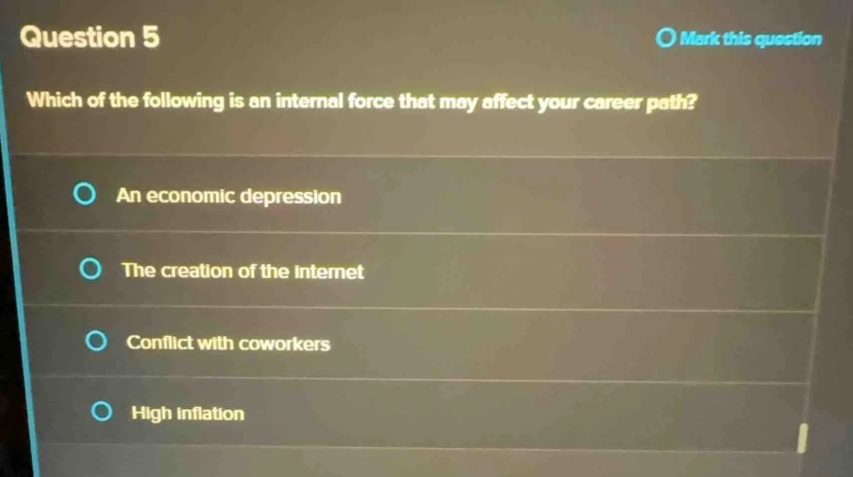 question 5 mark this question which of the following is an internal for…