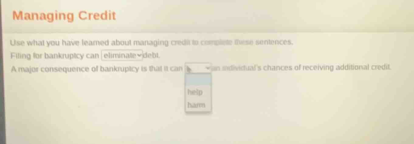 managing credit use what you have learned about managing credit to comp…