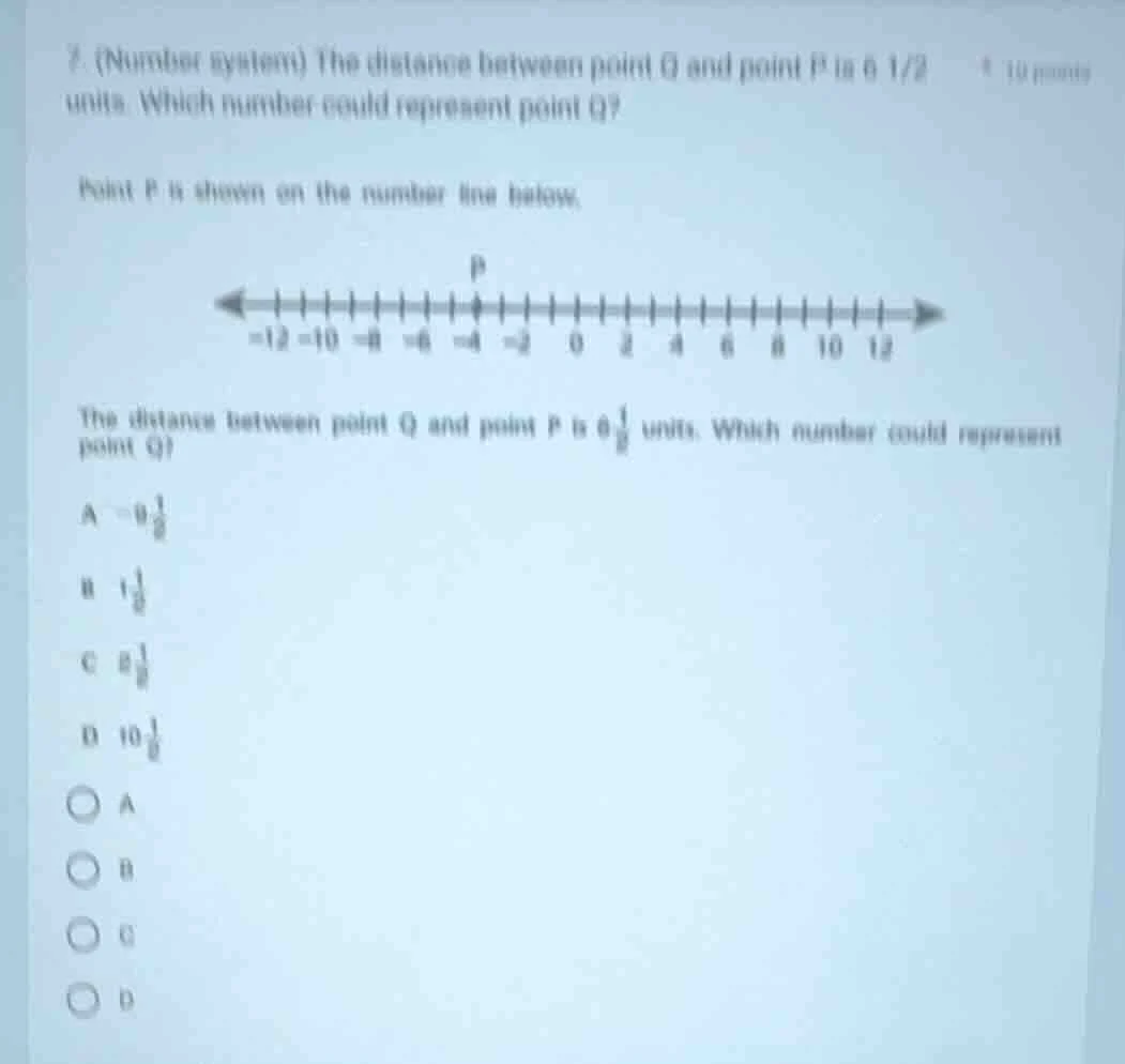 7. (number system) the distance between point q and point p is 6 1/2 un…