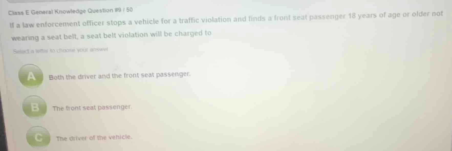 class e general knowledge question #9 / 50 if a law enforcement officer…