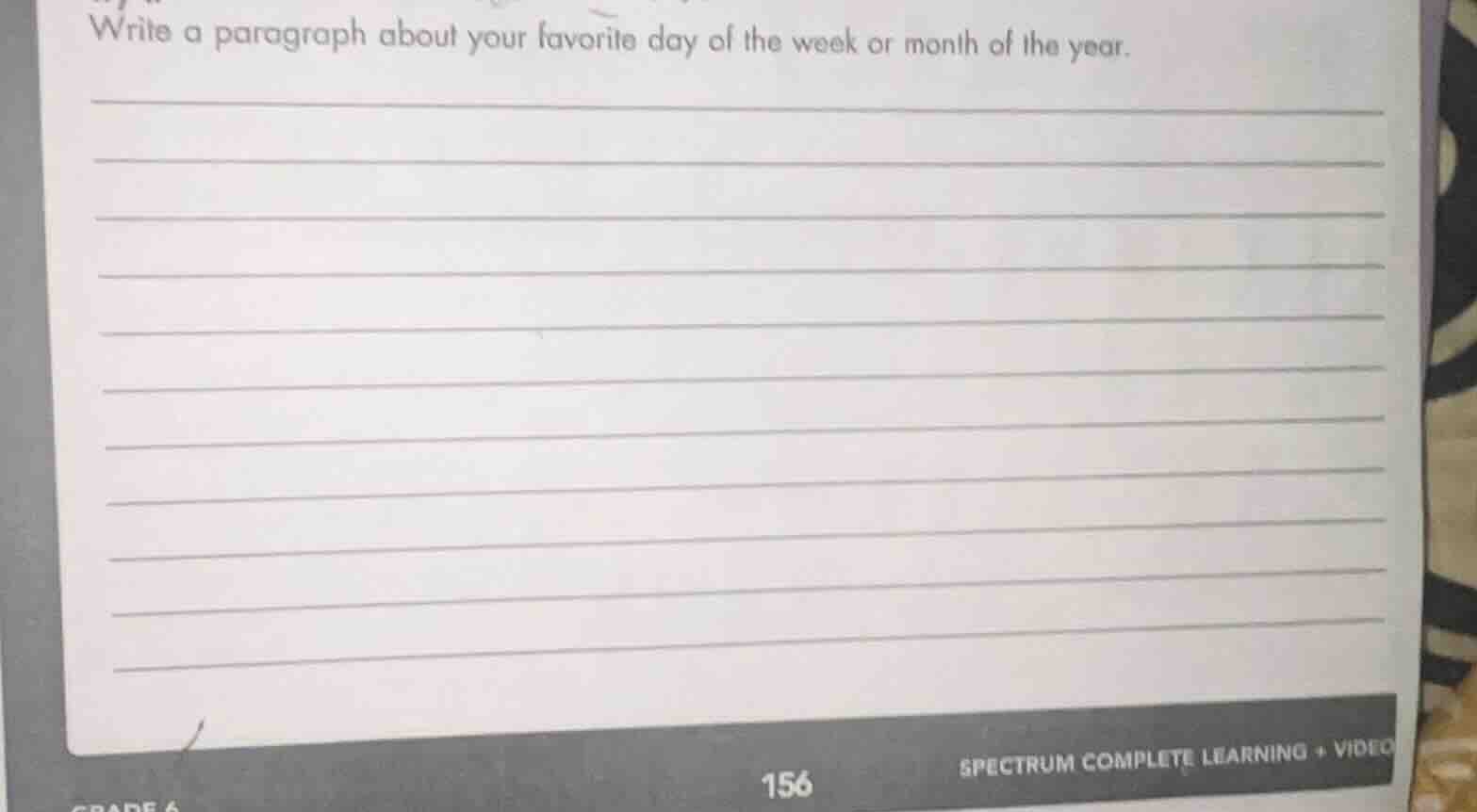 write a paragraph about your favorite day of the week or month of the y…