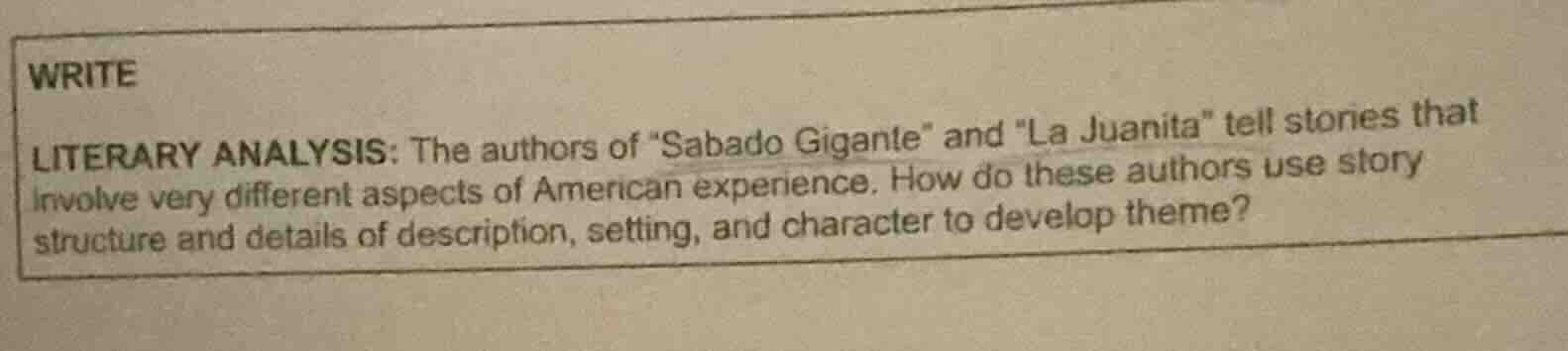 write literary analysis: the authors of \sabado gigante\ and \la juanit…