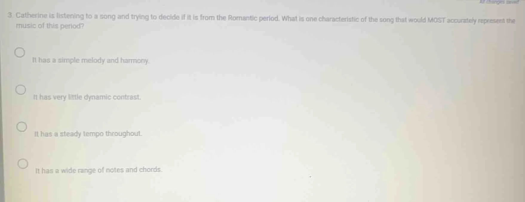 3. catherine is listening to a song and trying to decide if it is from …