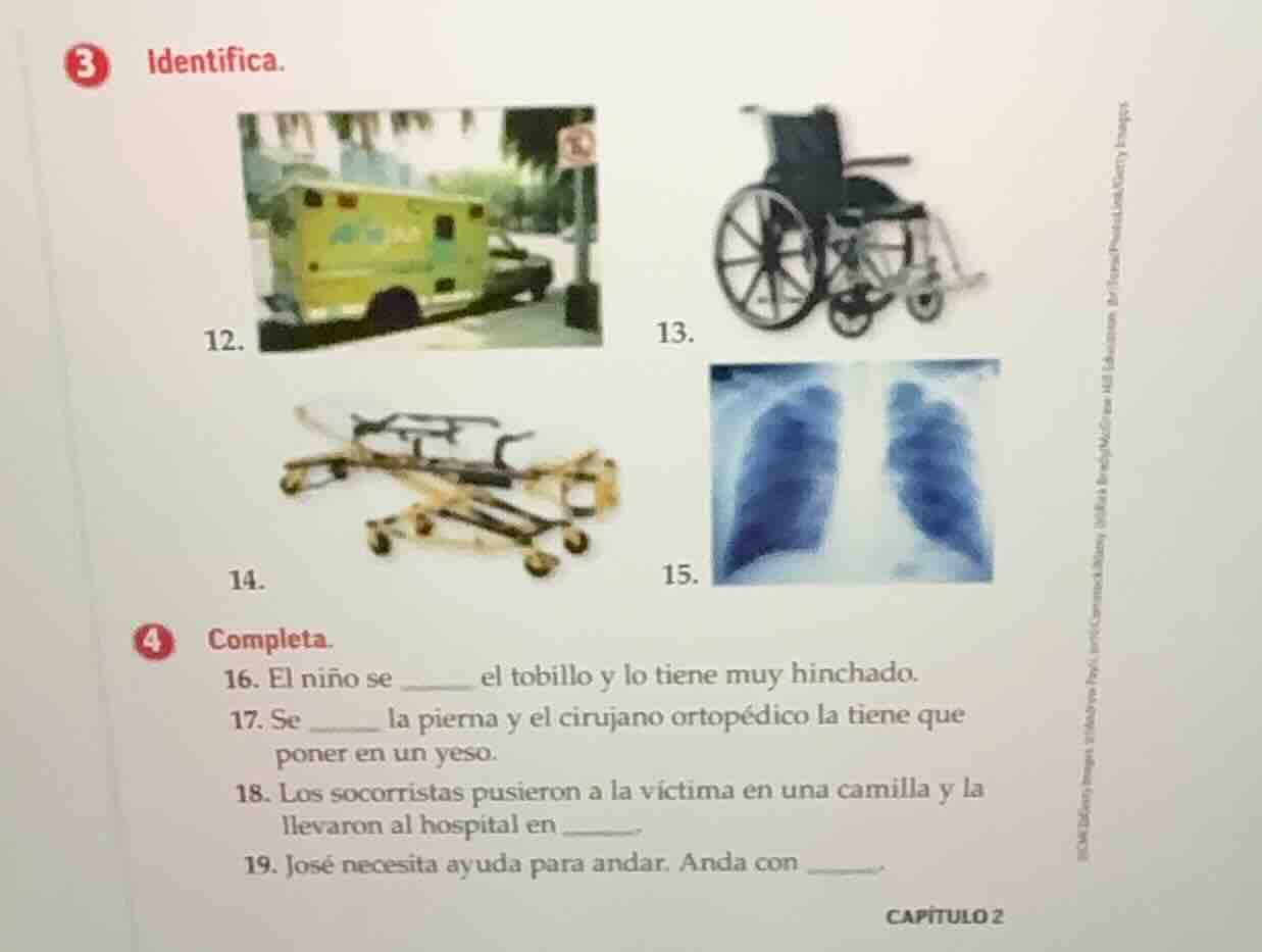 3 identifica. 12. image of an ambulance 13. image of a wheelchair 14. i…