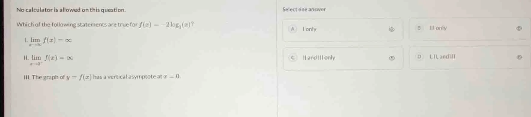no calculator is allowed on this question. which of the following state…