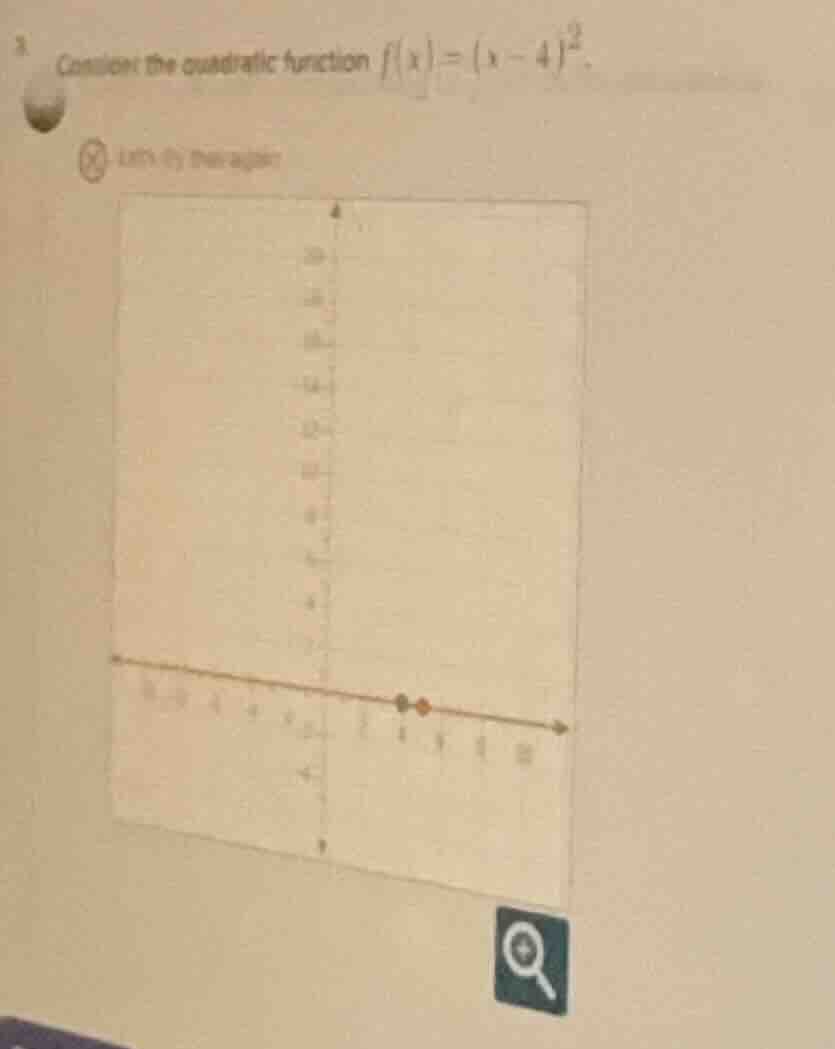 3. graph the quadratic function $f(x) = (x - 4)^2$.