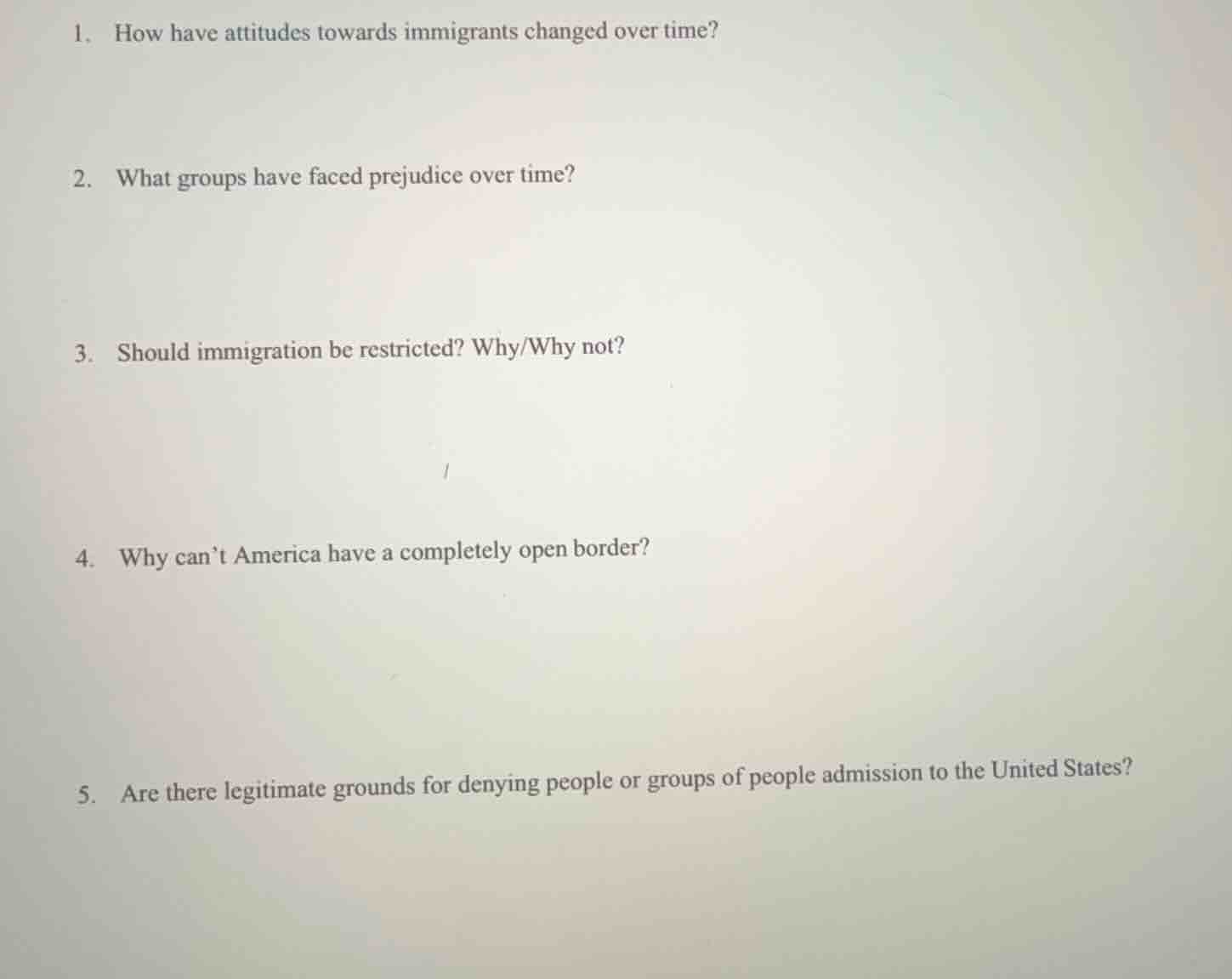 1. how have attitudes towards immigrants changed over time? 2. what gro…