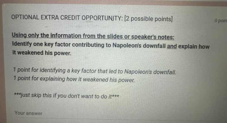 optional extra credit opportunity: 2 possible points using only the inf…