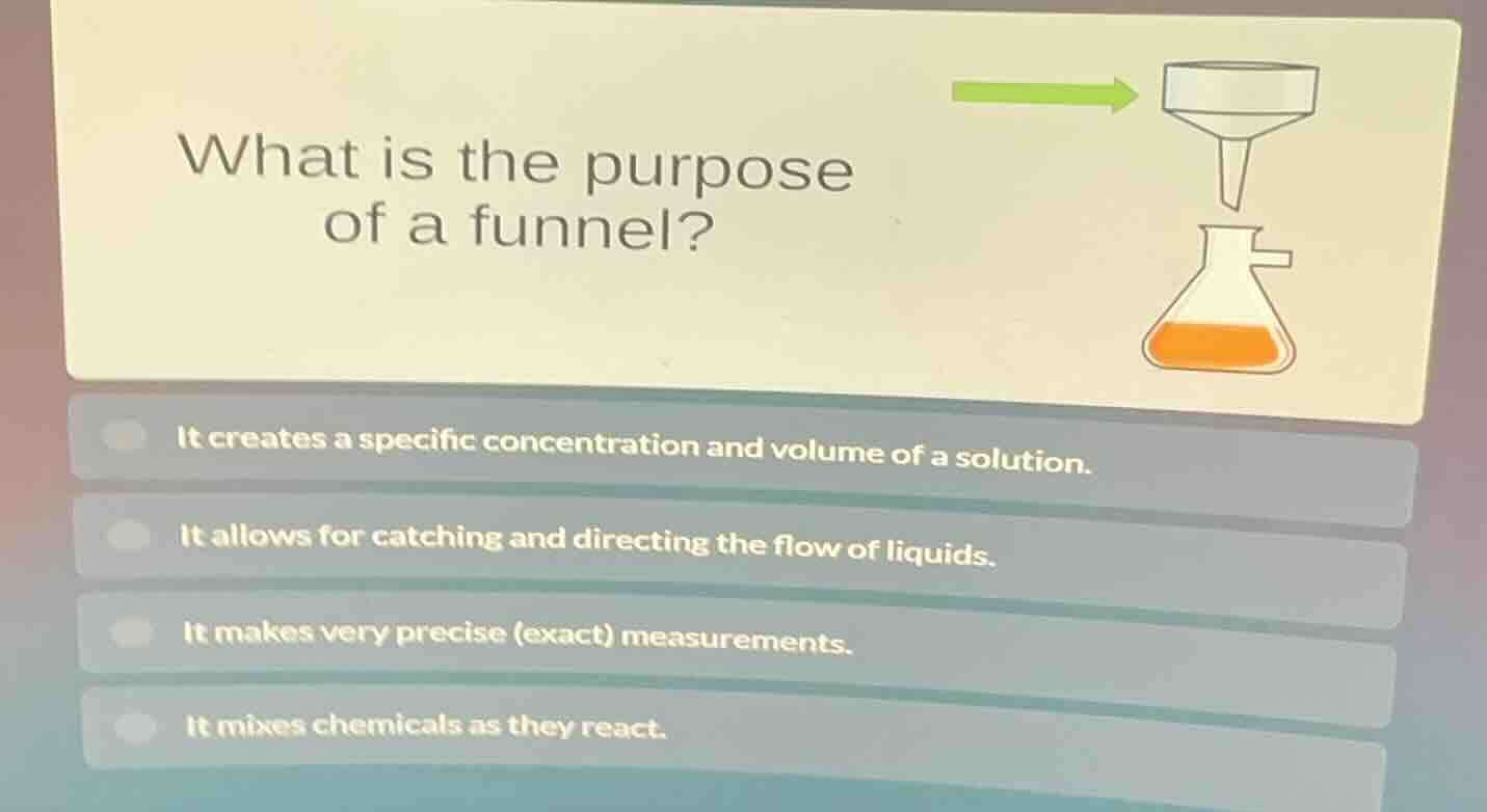 what is the purpose of a funnel? it creates a specific concentration an…
