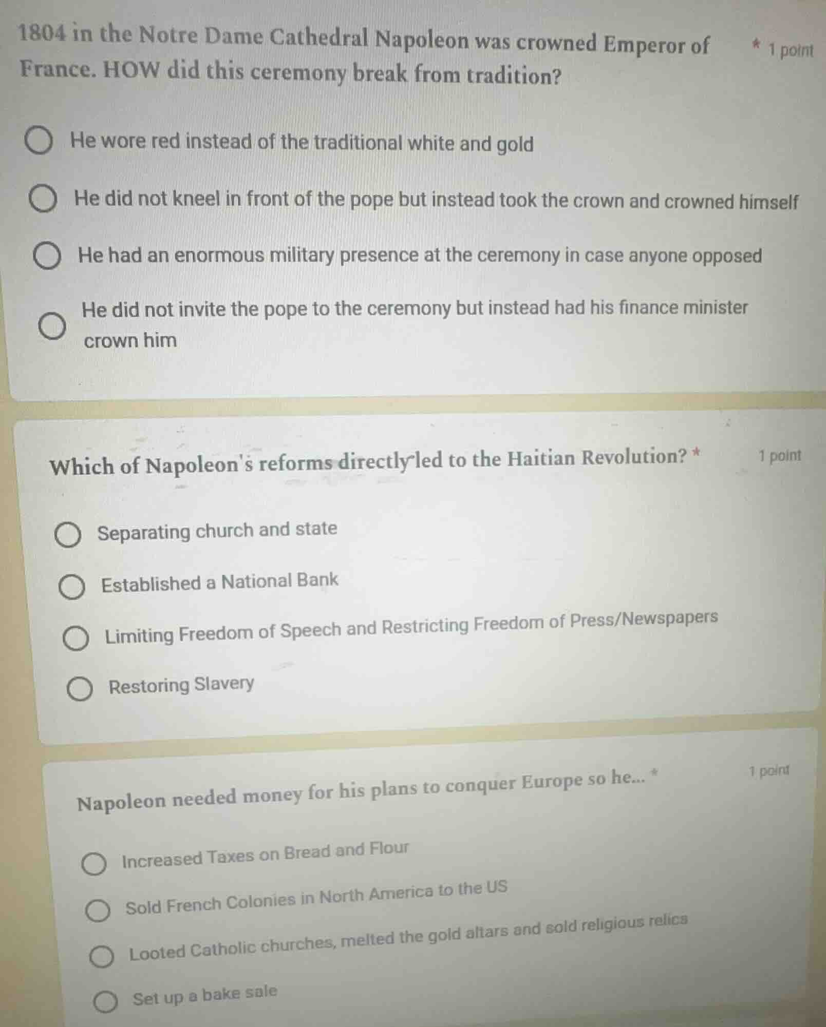 1804 in the notre dame cathedral napoleon was crowned emperor of france…