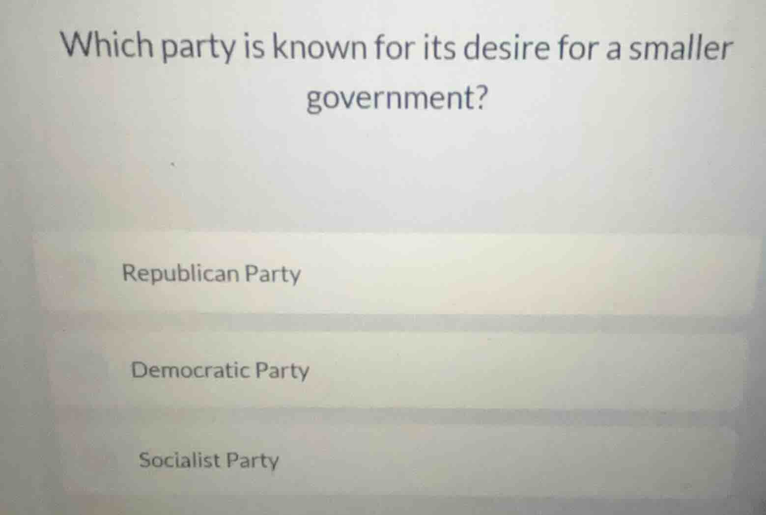 which party is known for its desire for a smaller government? republica…