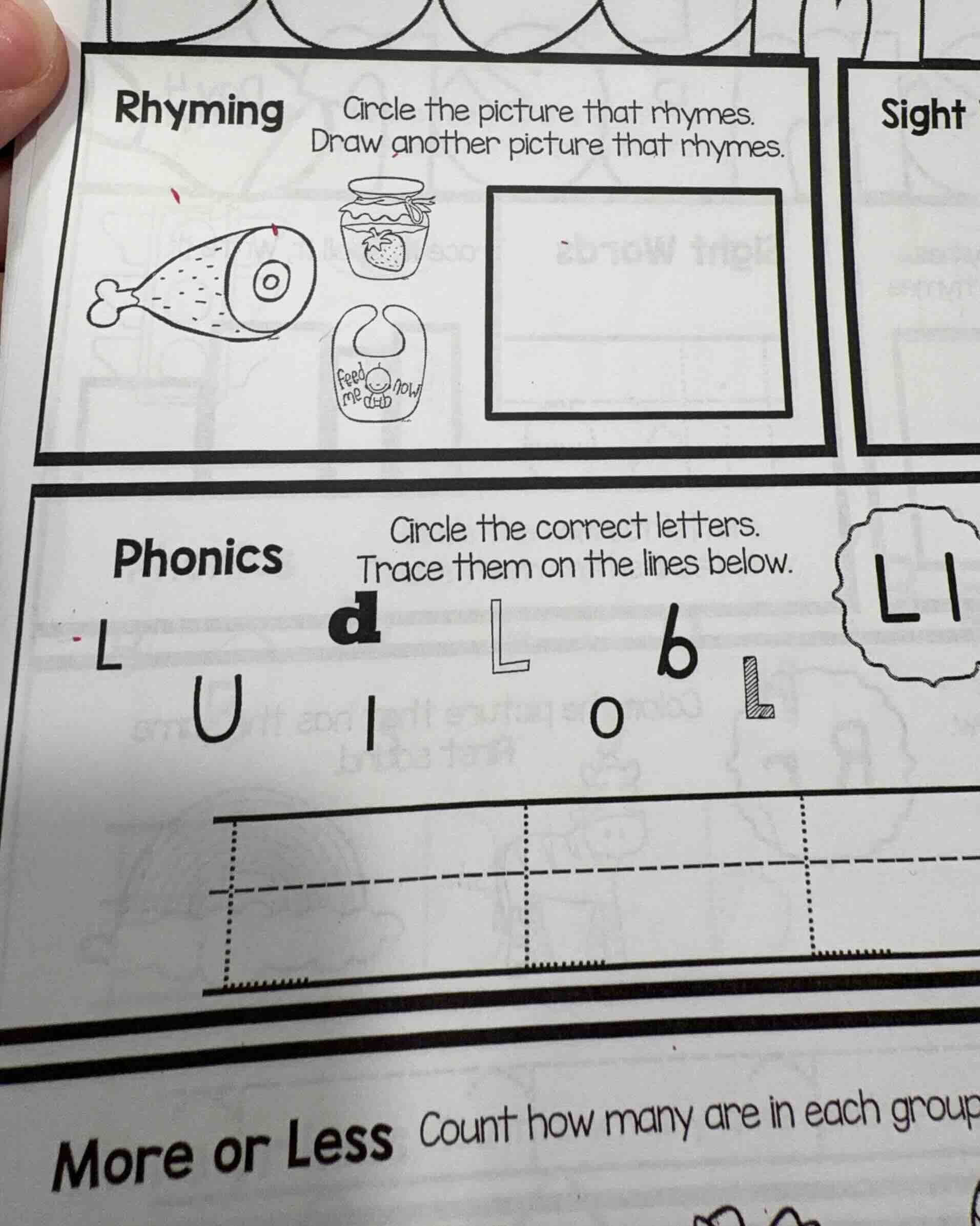 rhyming circle the picture that rhymes. draw another picture that rhyme…