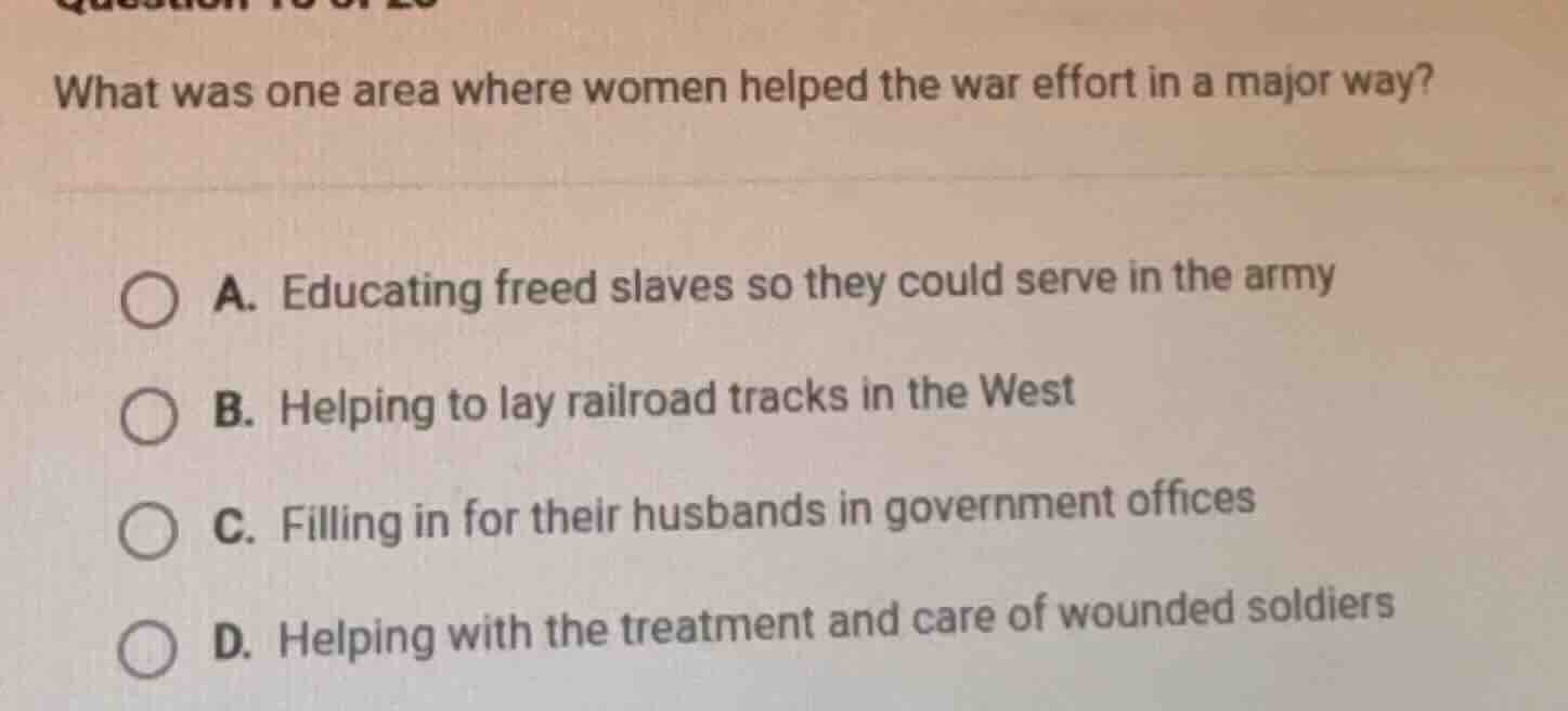 what was one area where women helped the war effort in a major way? a. …